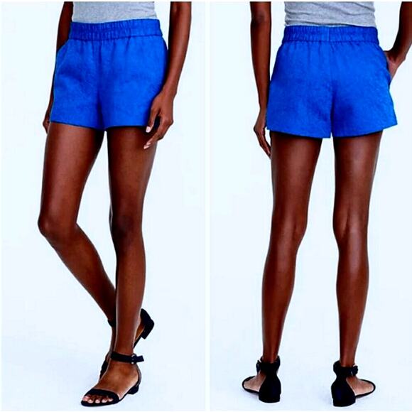J. Crew Factory Blue Floral Jacquard Boardwalk Shorts Size 6 - Picture 1 of 5